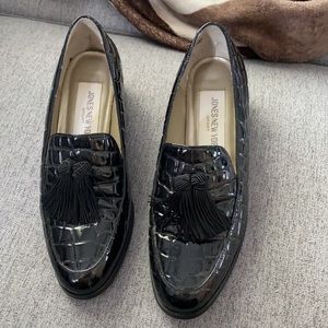 croc embossed heeled loafers